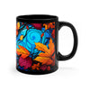 Neon Autumn Leaves Black Ceramic Mug / Teacup 11oz