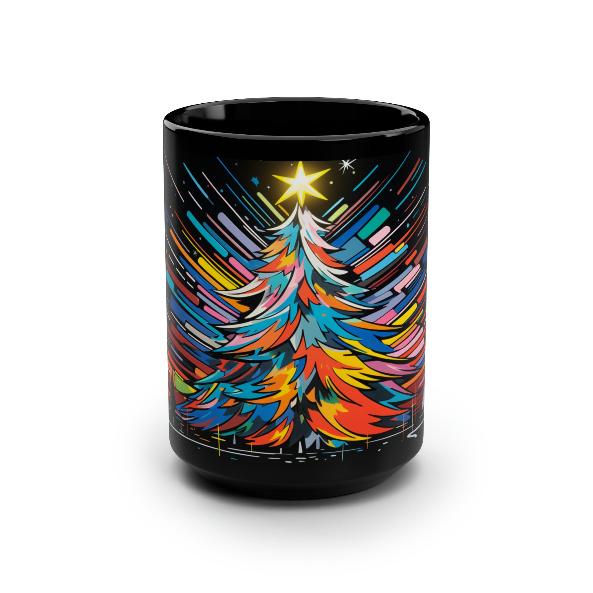 Neon Christmas Tree Ceramic Mug / Teacup 15oz