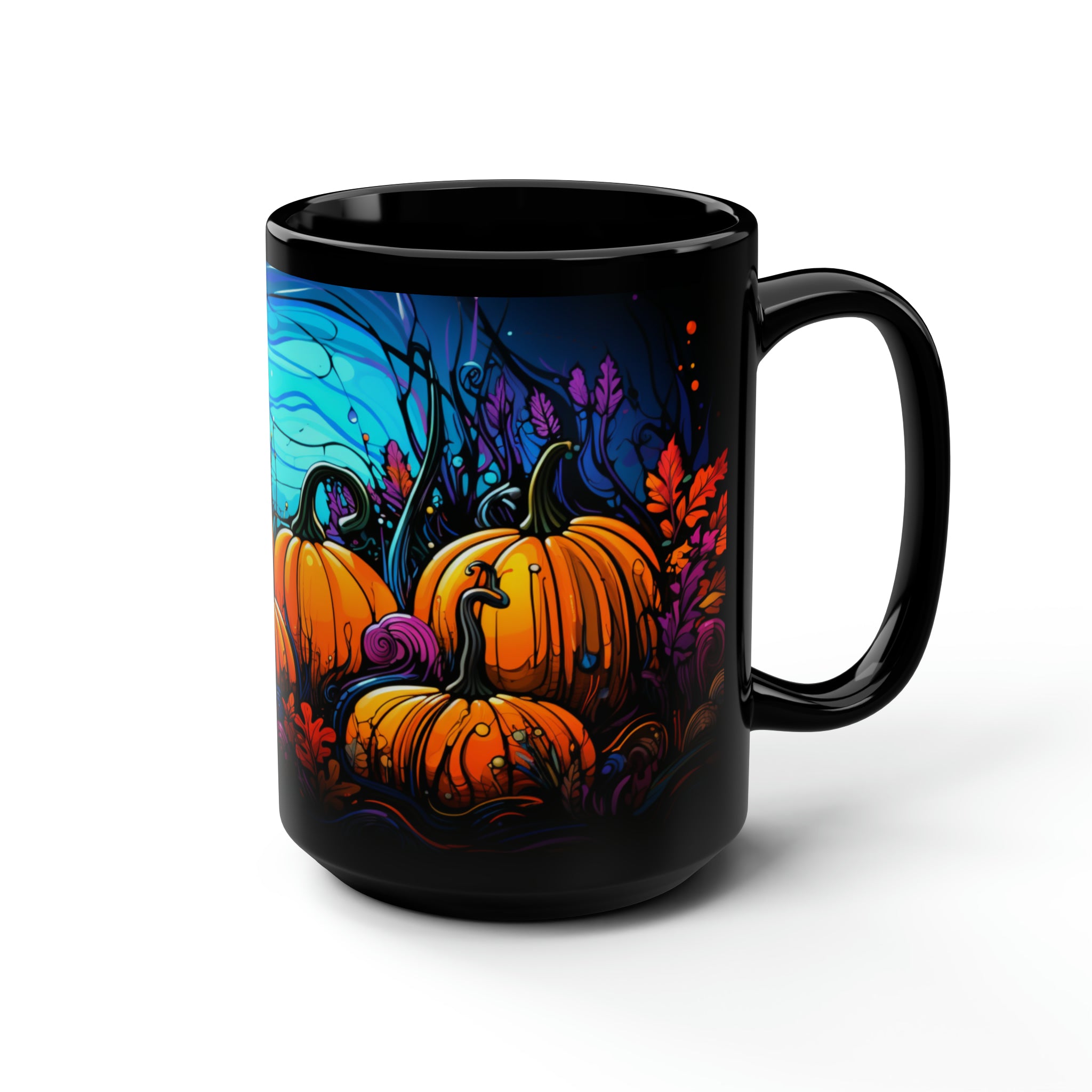 Neon Pumpkin Patch Ceramic Mug / Teacup 15oz