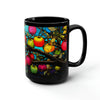 Neon Apple Grove Black Ceramic Mug / Teacup 15oz