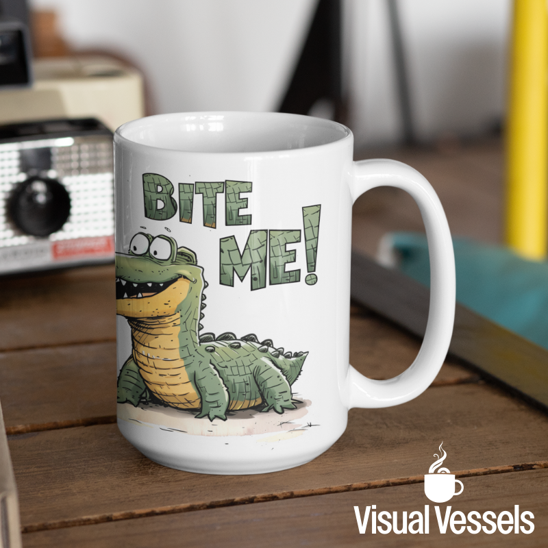 Crocodile "Bite Me" Ceramic Mug 15oz