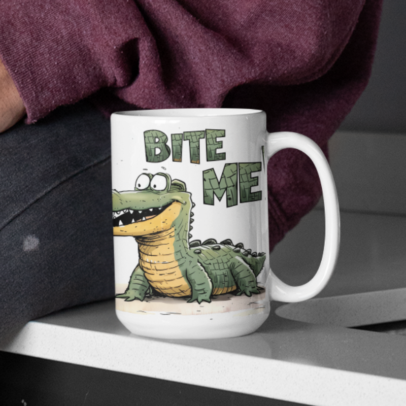 Crocodile "Bite Me" Ceramic Mug 15oz