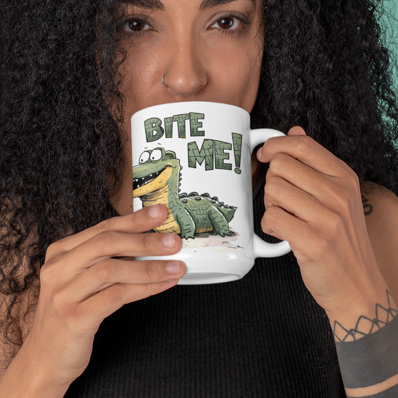 Crocodile "Bite Me" Ceramic Mug 15oz