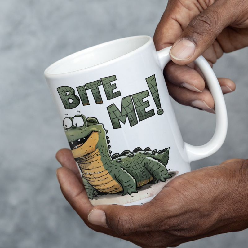 Crocodile "Bite Me" Ceramic Mug 15oz