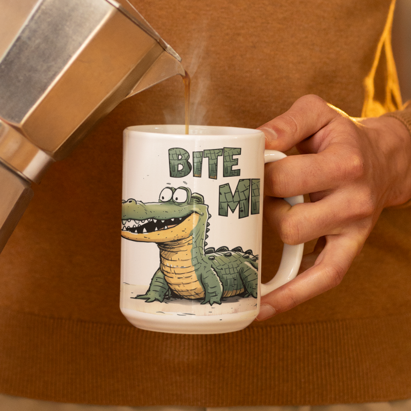 Crocodile "Bite Me" Ceramic Mug 15oz