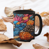 Neon Pinecones Black Ceramic Mug / Teacup 15oz