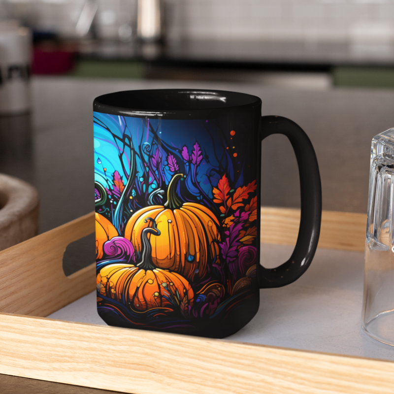 Neon Pumpkin Patch Ceramic Mug / Teacup 15oz