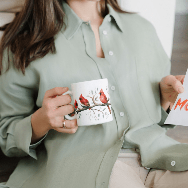 Printify Mug 11oz Family of Cardinals Ceramic Mug / Teacup 11oz