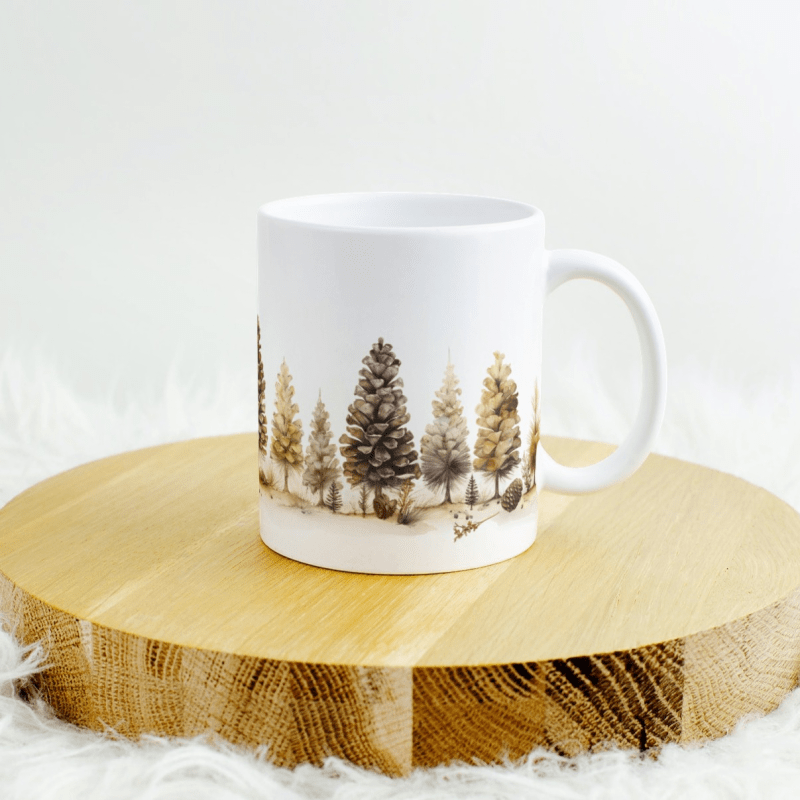 Printify Mug 11oz Pinecone Forest Ceramic Mug / Teacup 11oz