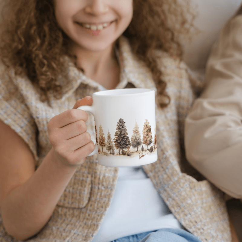 Printify Mug 11oz Pinecone Forest Ceramic Mug / Teacup 11oz