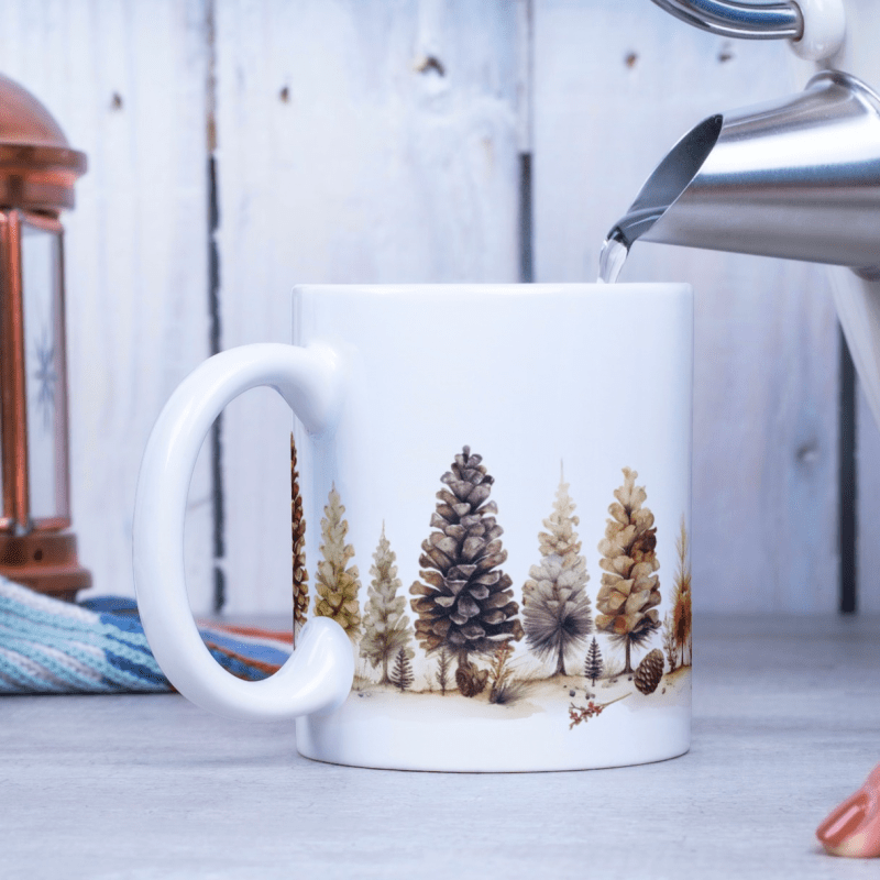 Printify Mug 11oz Pinecone Forest Ceramic Mug / Teacup 11oz