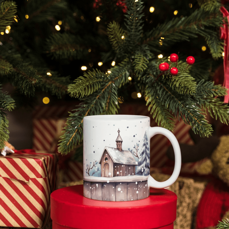 Printify Mug 11oz Snowy Cardinal Ceramic Mug / Teacup 11oz