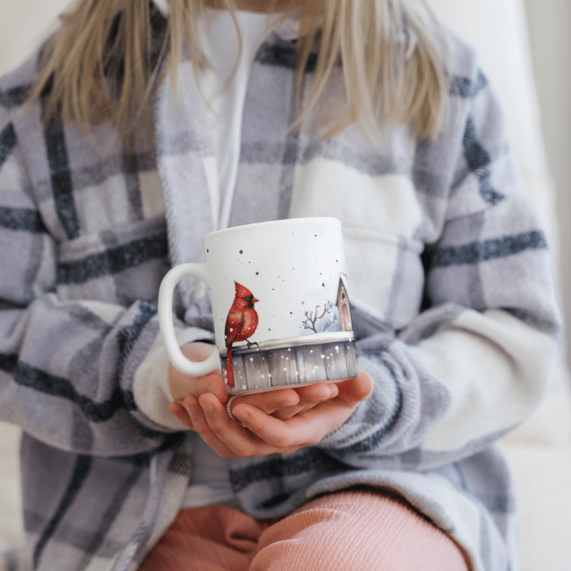 Printify Mug 11oz Snowy Cardinal Ceramic Mug / Teacup 11oz